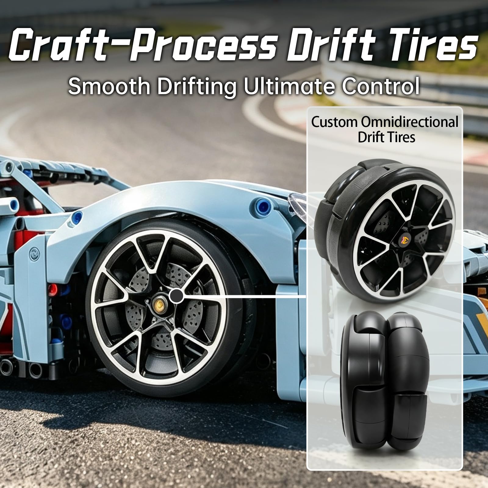1:10 RC Drift Supercar - Kit di costruzione per auto sportive, 1385 pezzi
