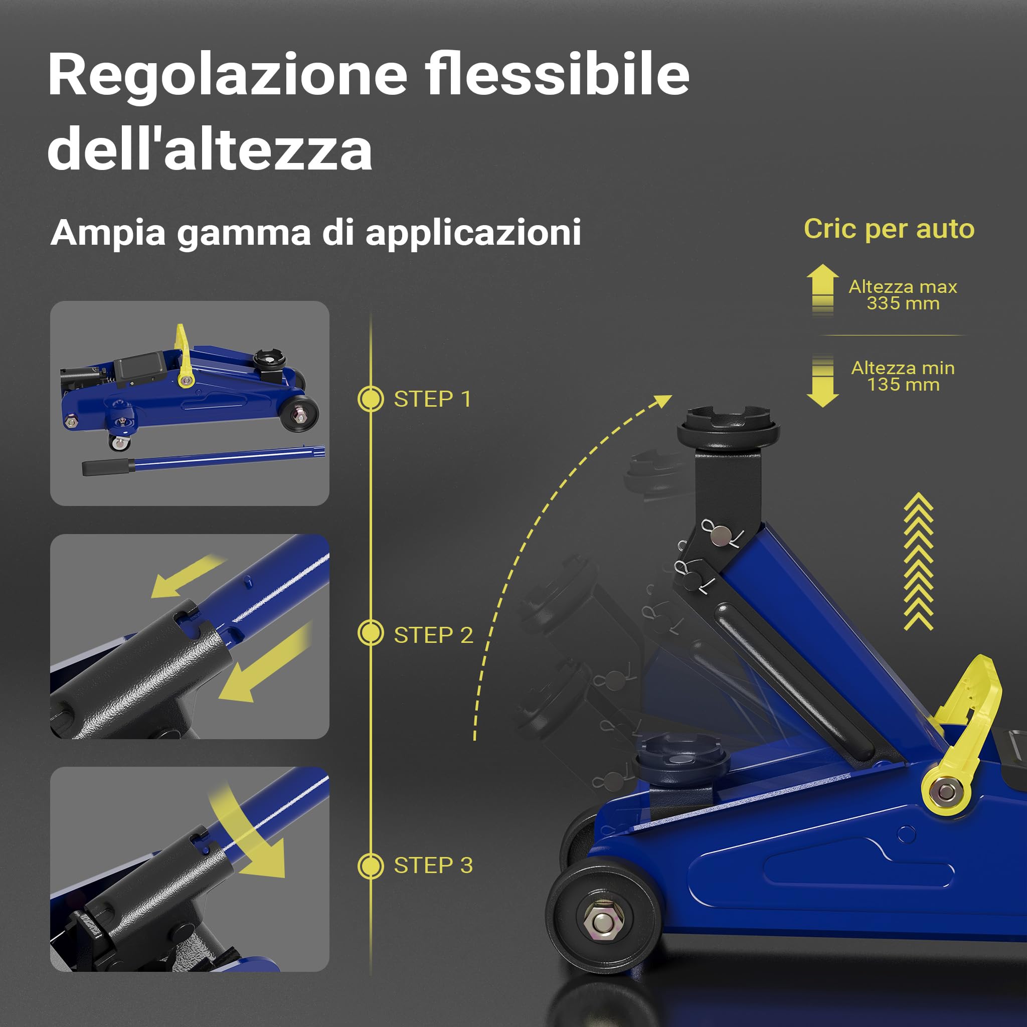 Wiltec set cric sollevatore + 2 cavalletti max 2t altezza regolabile