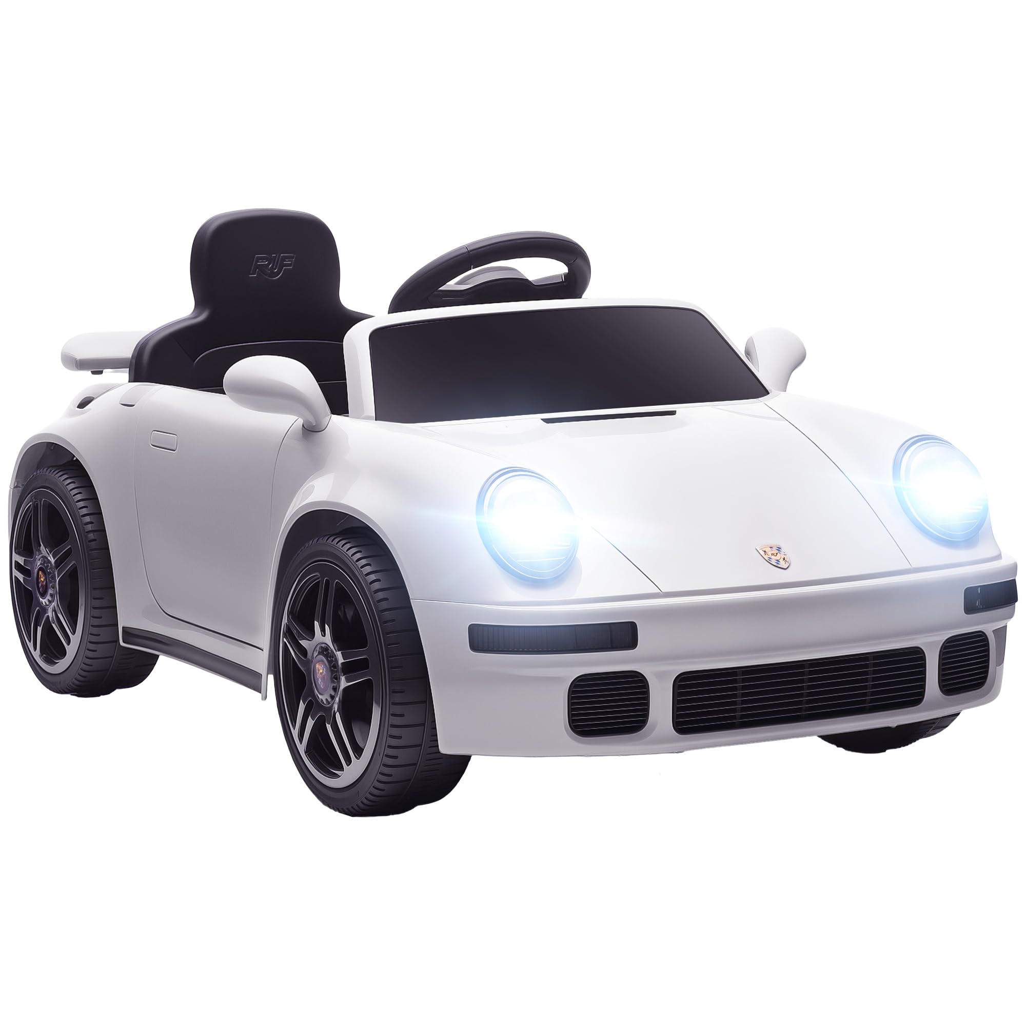 AIYAPLAY Voiture électrique Enfants sous Licence RUF CTR 2017, véhicule électrique 12V, télécommande 2,​4G, phares, Musique, klaxon, démarrage Lent, pour 3 à 6 Ans, Blanc