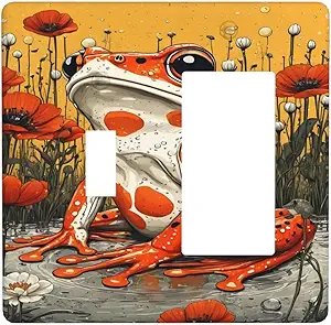 Decorative Outlet Covers Big Orange Frog Red Floral Wildflower 2 Gang 1 Gang Wall Plate Cover Single Toggle Rocker Combo Light Switch Cover Plate Face Plate