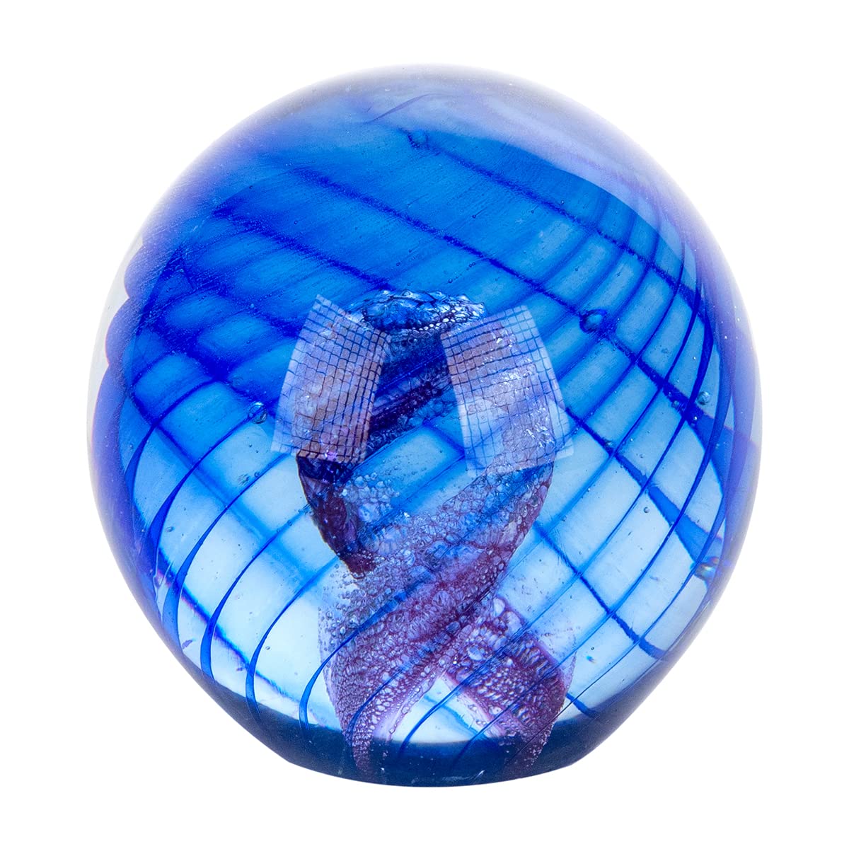 Briefbeschwerer Glaskugel mit blauem Gitter, Elegante Tischdekoration für Schreibtisch, Büro, Eingangshalle, Eingangshalle, 10 cm