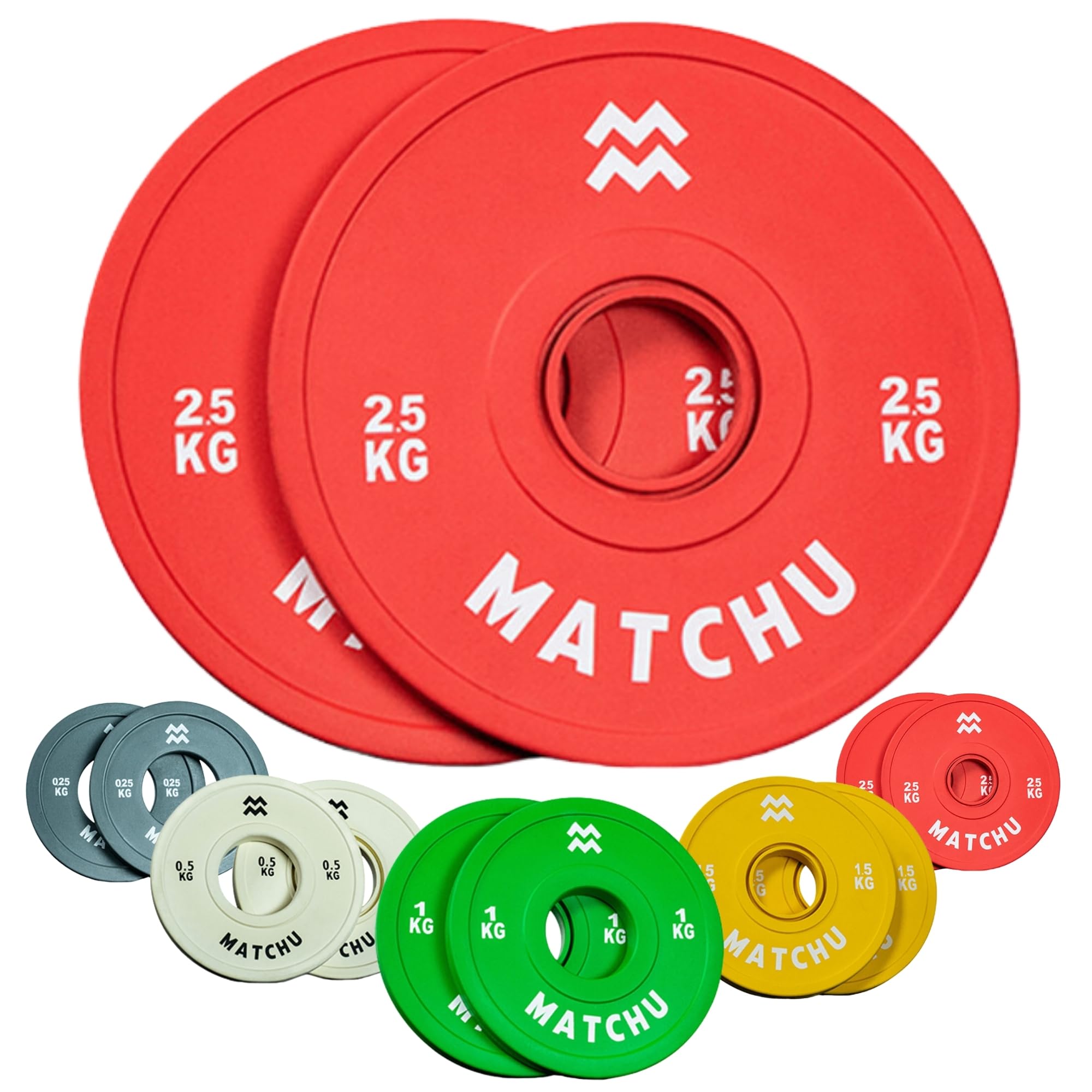MATCHU - Fractional plates - (Mini) halterschijven - 0,25-2,5 KG - Diameter 50MM - Set van (5X) 2 stuks - Halterschijven - Bumperplates - Gewichtsschijven (Groen - 1 KG