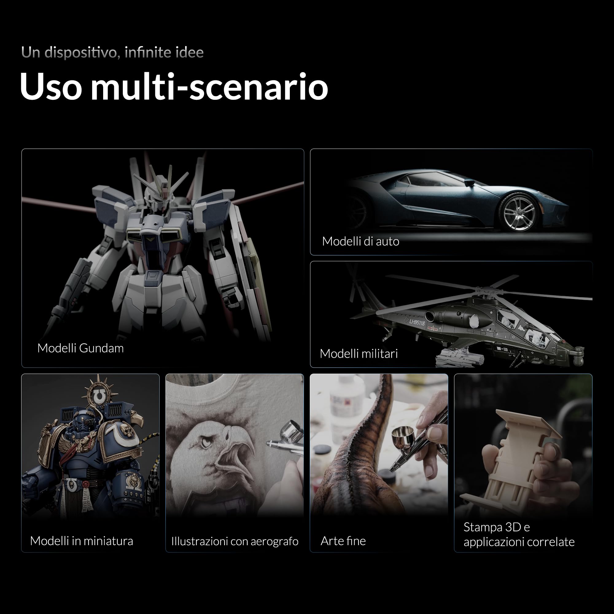 Gaahleri Aerografo, Turbox mini con GHAD-39, aerografo a doppia azione e compressore d'aria con controllo dell'aria a 18 livelli, ultra silenzioso e commutazione a doppia modalità, multiscenario