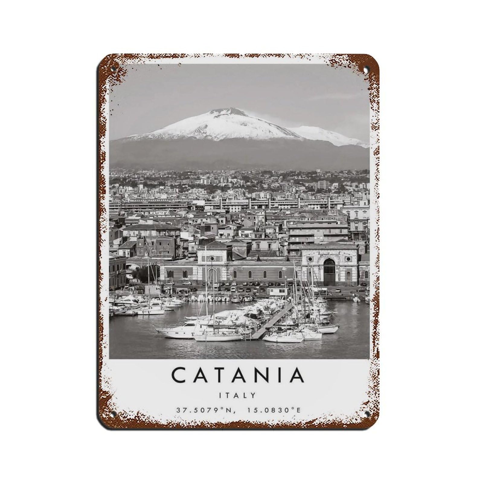 Catania Travel (45) Retro Poster Metal Tin Sign Chic Art Retro Iron Painting Bar People Cave Cafe Family Garage Poster Wall Decoration 12x16inch(30x40cm)