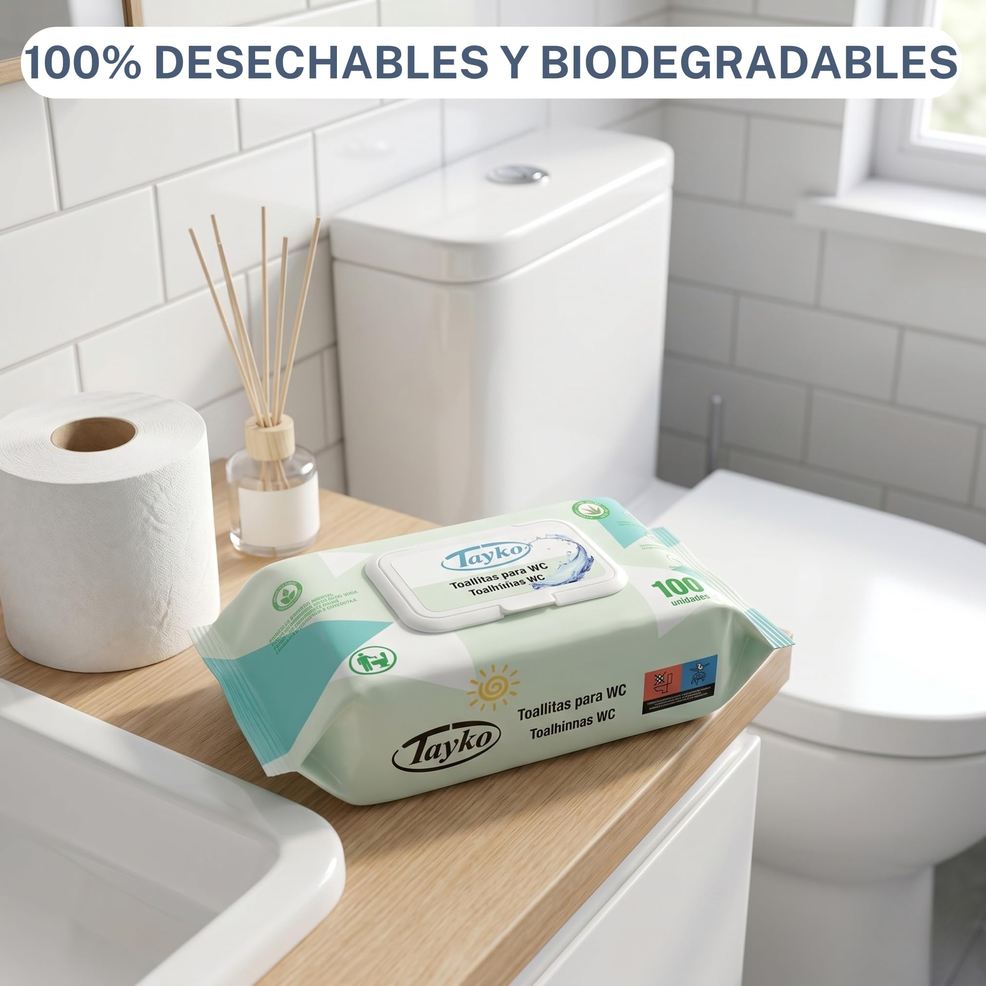 Tayko Toallitas Papel Higiénico Húmedo Aloe Vera, 600 toallitas con Tapa Rígida, Toallitas Húmedas Desechables para WC y Biodegradables, Dermatológicamente testeadas, con extracto camomila
