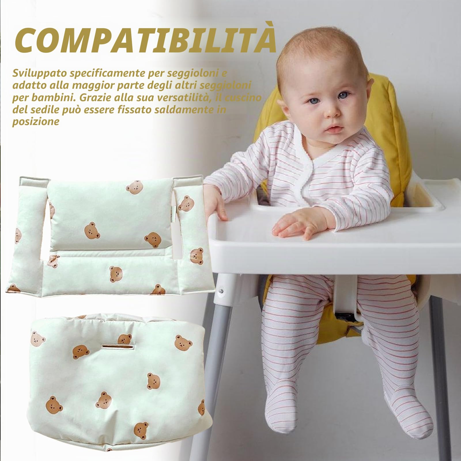 Set di cuscini antiscivolo per seggiolone con rivestimento laminato, facile da montare, per seggiolone Stokke Tripp Trapp