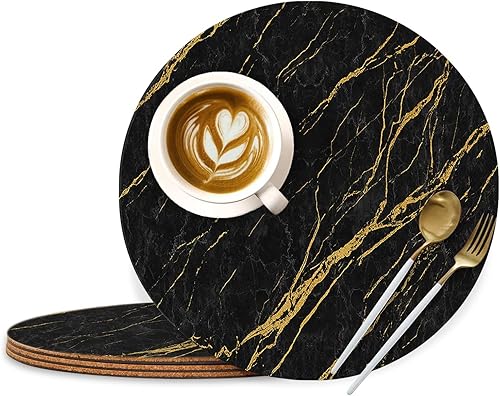 Manteles individuales redondos de corcho para mesa de comedor, juego de 4 círculos grandes de 13.7 pulgadas para almohadillas calientes de corcho,