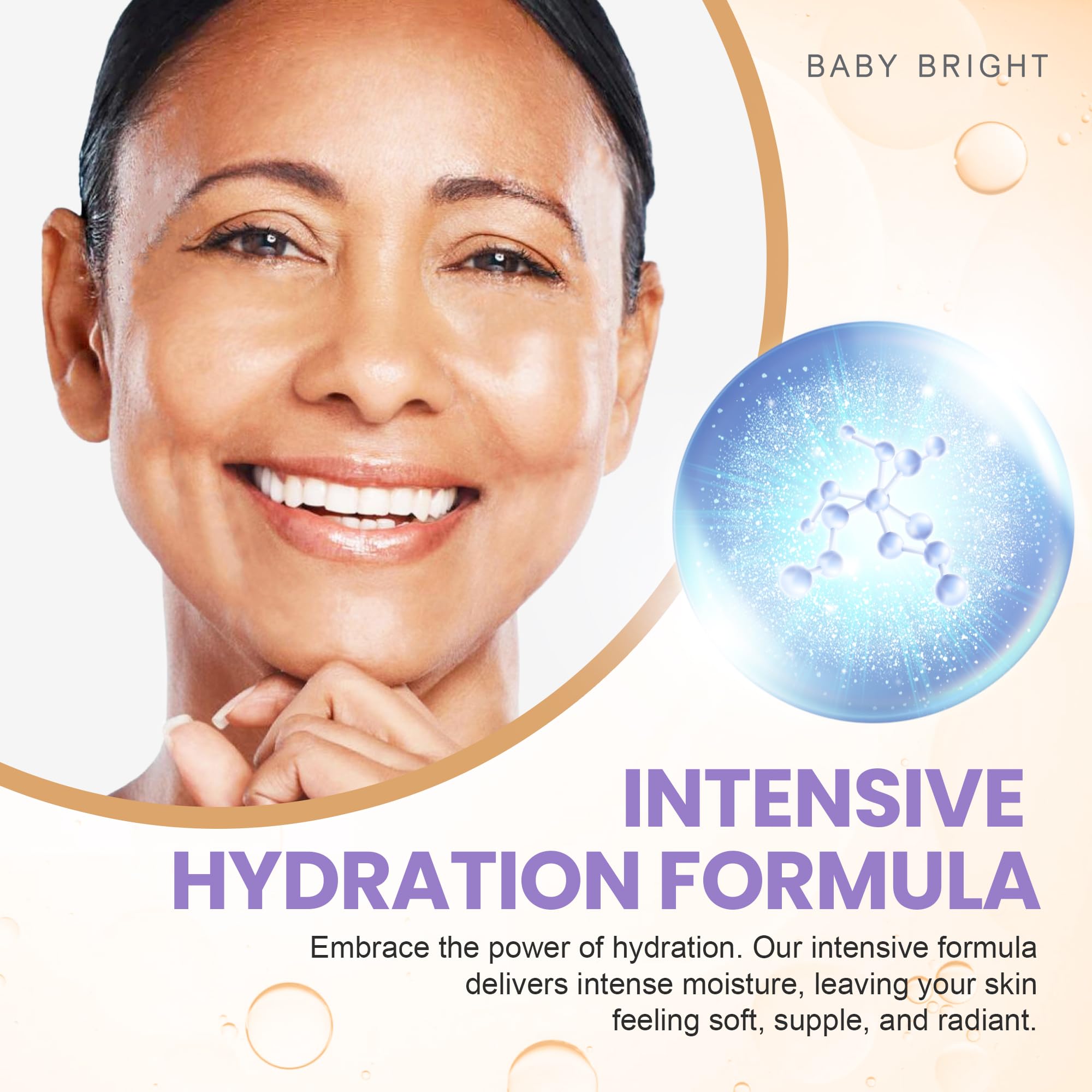 Baby Bright 5HYA & Peptide Firming Eye Roller Serum, Reduces Puffy Eyes, Glowing, Vibrant Brightens Skin, Hydrates Under Eye - 1 Pack