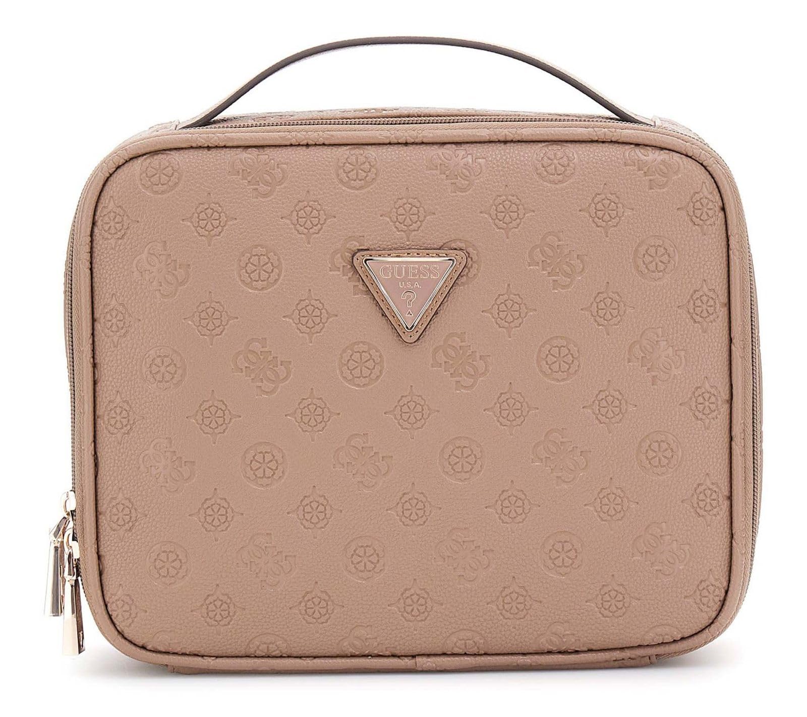GUESS Wilder Travel Cosmetic Organizer Case Ciemny Szarobrązowy Logo