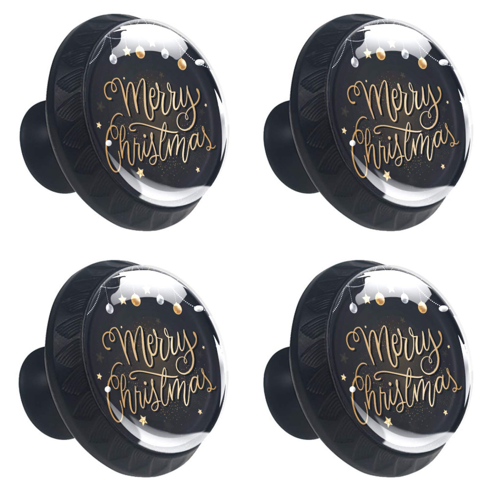 Boutons de tiroir de Noël en cristal de qualité supérieure et fond noir élégant
