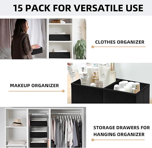 Miniatura 5 de Criusia Organizador de cajones de armario, paquete de 15 organizadores de cómoda para ropa de bebé, separadores de cajones de tela para habitación