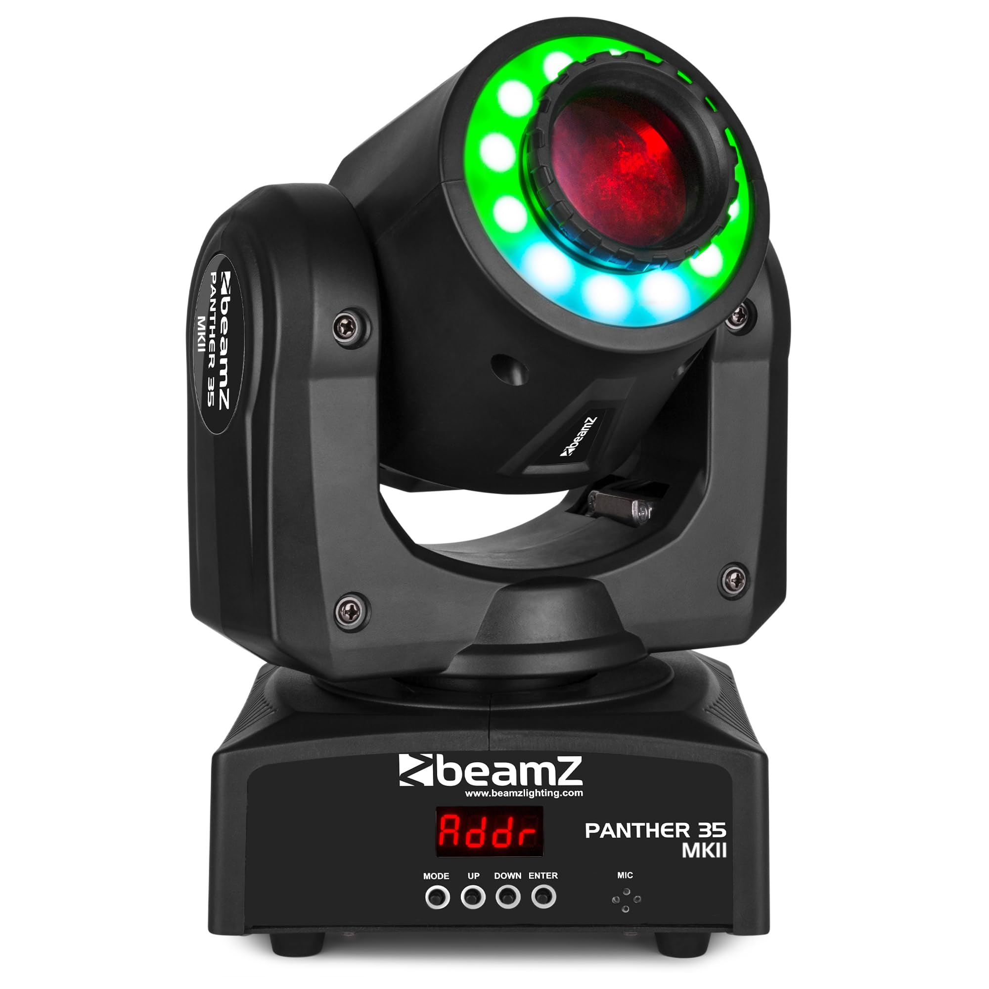 BeamZ Panther 35 - Moving Head LED und 35W LED - Vielseitiger und leistungsstarker DMX Movinghead, 7 Gobo Rad, Lichtshows, Discolicht Partylicht, DMX Licht, DJ Lichtanlage, Bühnenlichteffekt