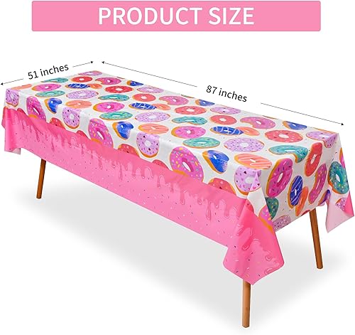 Miniatura 2 de 2 manteles de plástico con forma de dona y postre de 87 x 51 pulgadas, para decoración de fiesta de cumpleaños