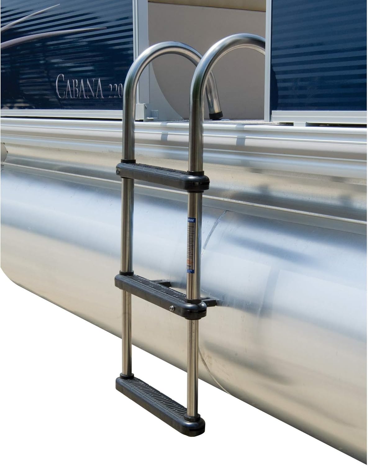 JIF Marine 3-Step Removable Telescoping Pontoon Ladder – Folding Stainless Steel Boarding Ladder with Wide UV-Resistant Steps, Compact Storage, and 400 lb Capacity