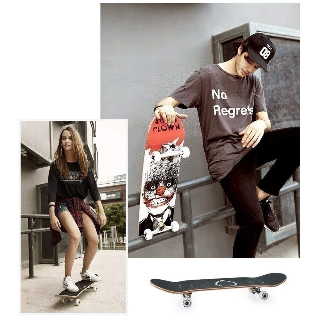Lgan Skateboard Erwachsene, 31x8in Ahorn Longboard Kinder, Anfänger Skateboard Deck, Mädchen Pennyboard (Color : EE)