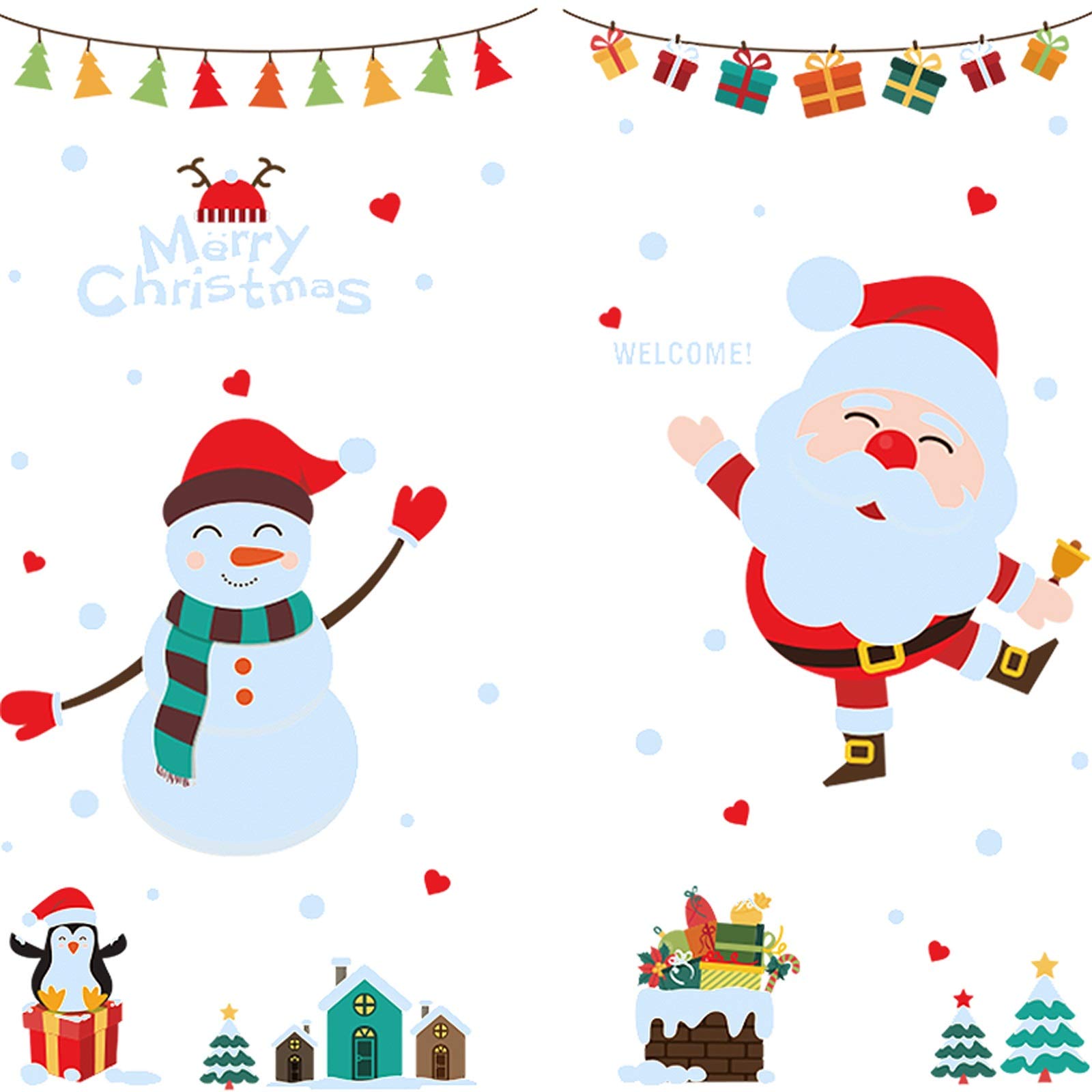 Joyeux Noël Fenêtre S'accroche À des Décorations,Joyeux Noël Autocollants De Fenêtre pour Les Décorations De La Saint-Valentin avec des Décalcomanies Amovibles pour Fenêtre pour La Maison