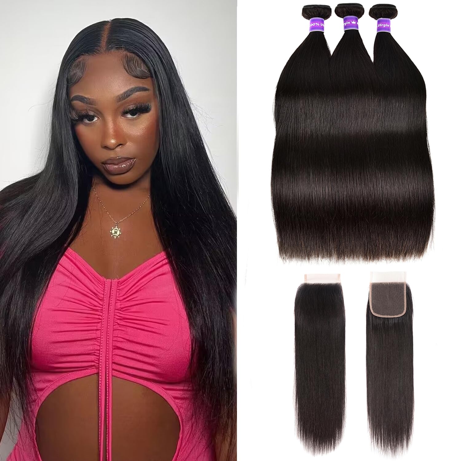 Brazilian Virgin Human Hair Bundles 20 22 24 Inch Straight Quick Weave 10A Brazilian Virgin Human Hair Body Wave Bundles 18 20 22  main image 4