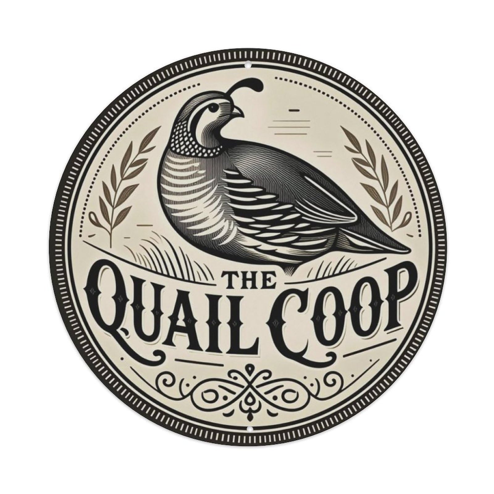 Ldfuieksufg Style The Quail Coop Vintage Farm Round Decor Sign Vintage Aluminium Metal Sign, Retro Wall Decor For Home, Bar, Garage & Farmhouse 20X20cm