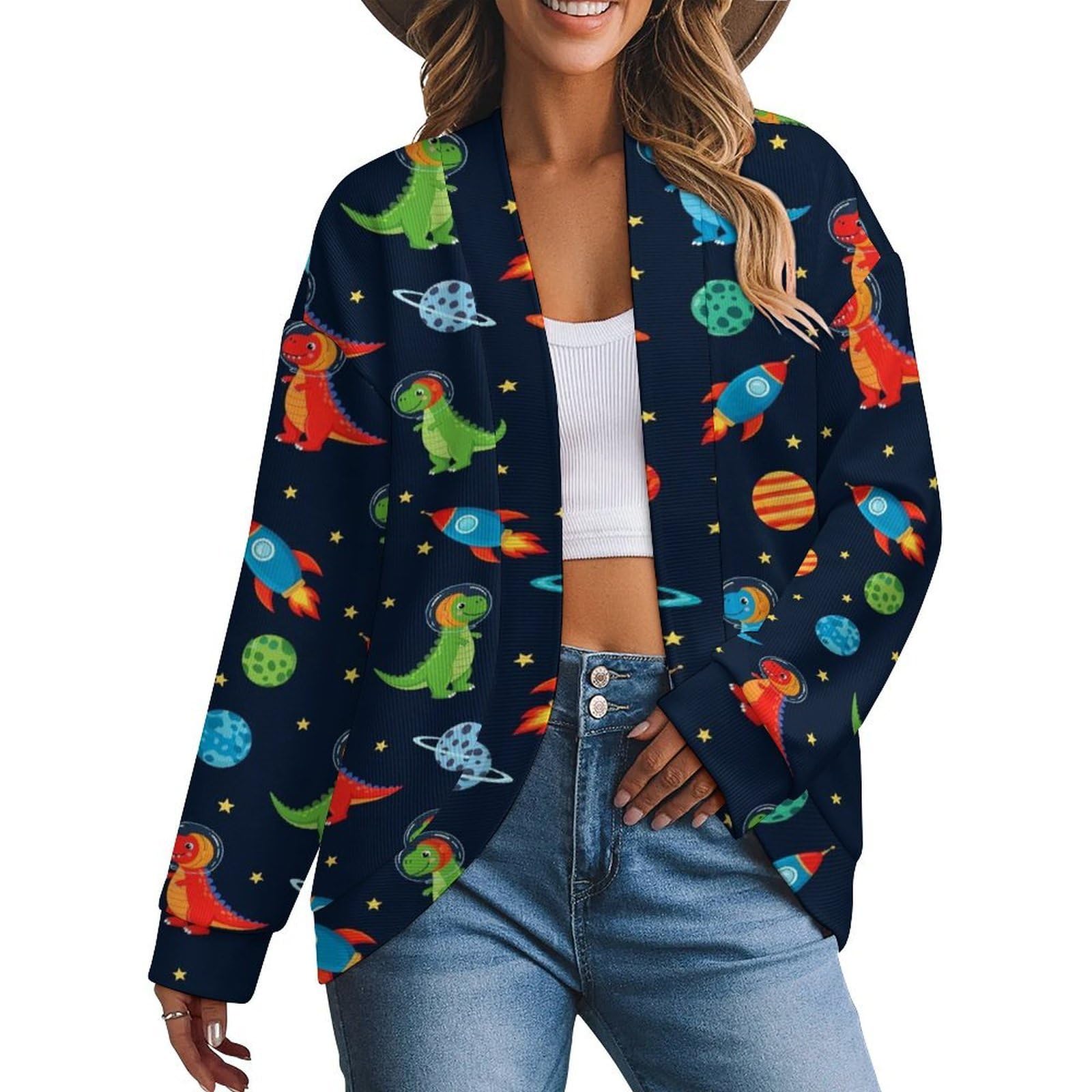 Womens Fall Lightweight Cardigan Long Sleeve Open Front Casual Loose Cover Ups