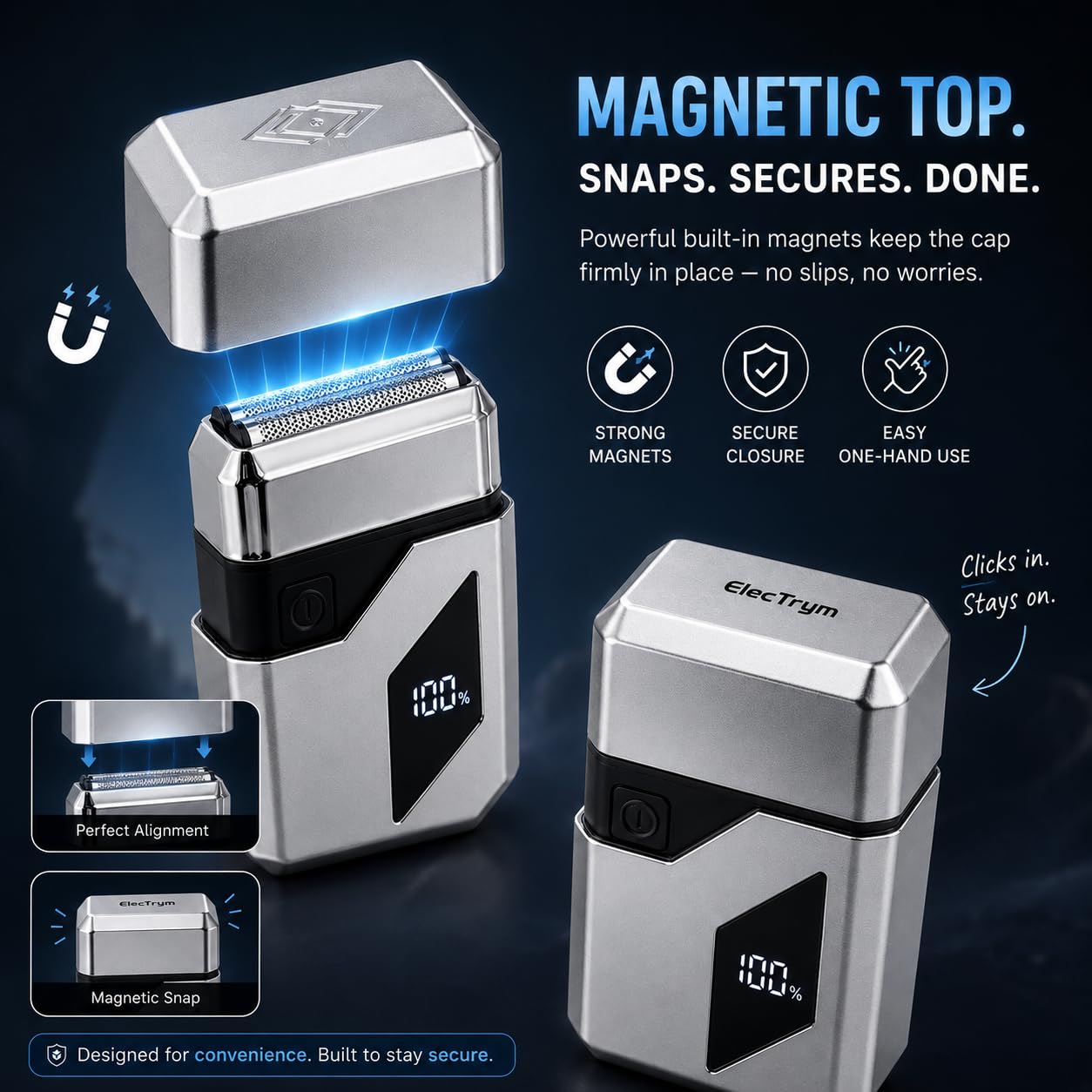 E1025 Triple Foil Head Compact Wet / Dry rasoio ricaricabile per gli uomini | Rasoio elettrico senza fili con display a batteria a LED, ricarica USB-C, 3 testine galleggianti per una rasatura ravvicinata