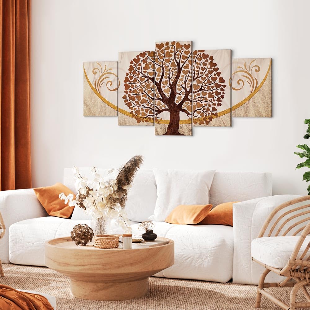 murando Quadro Acustico Albero Amore 5 pezzi schiuma acustica Quadri Moderni Grandi - Camera da Letto Matrimoniale - Stampa su Tela - Pannelli Fonoassorbenti Decorativi - Fonoassorbente