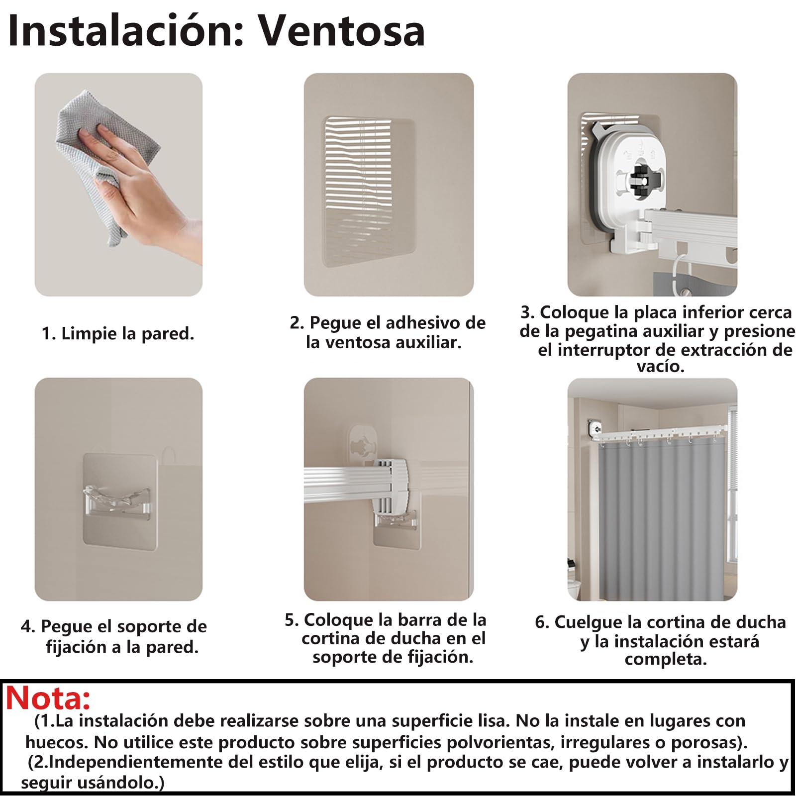 Barra de Cortina de Ducha Plegable con Cortina de Ducha, Barras de Cortina de Esquina con anillos de Cortina, Barra de Cortina de Ducha Para baño y Bañera, sin Taladrar (Blanco, 5-fold)
