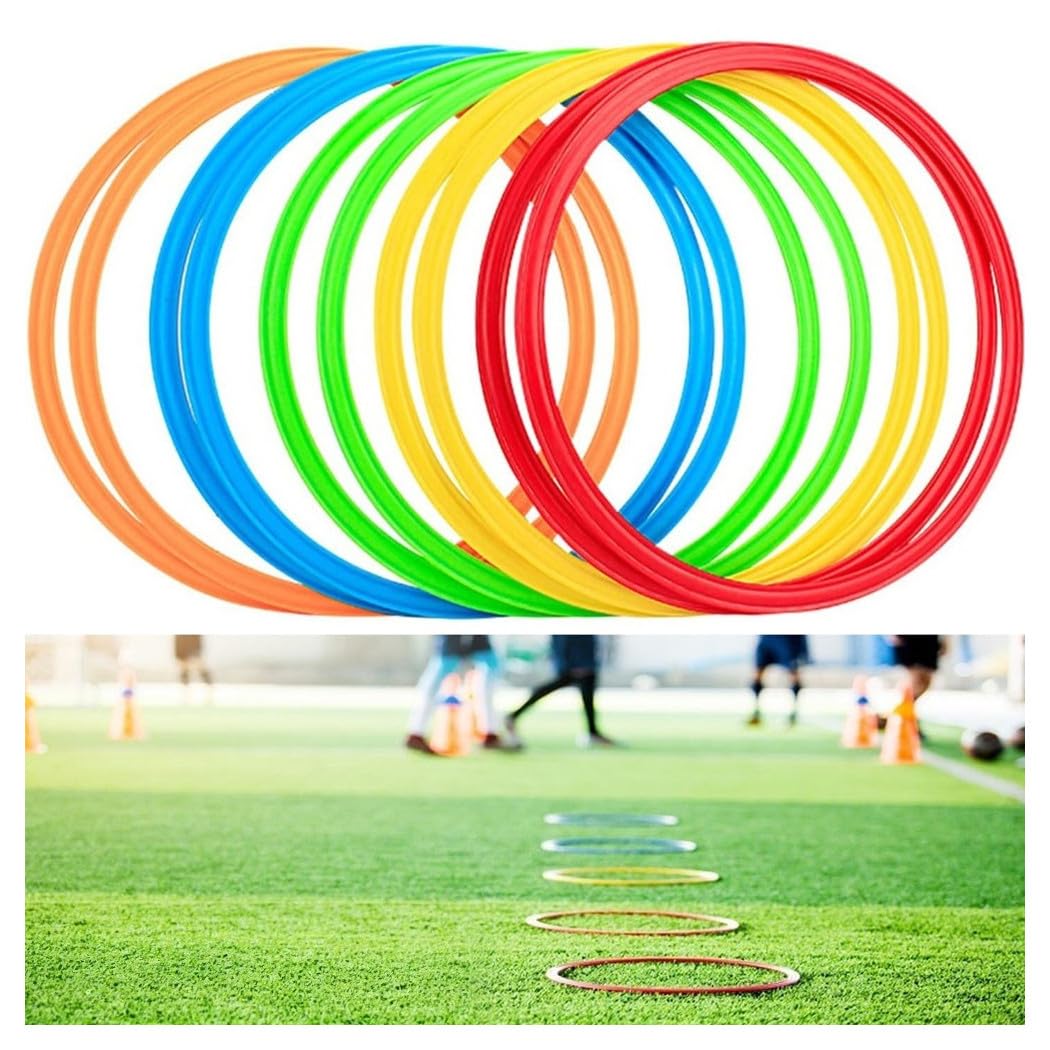 Trade Shop - Set 12 Pz Cerchi Piatti Colorati per Fitness Esercizi di Coordinazione da 50cm