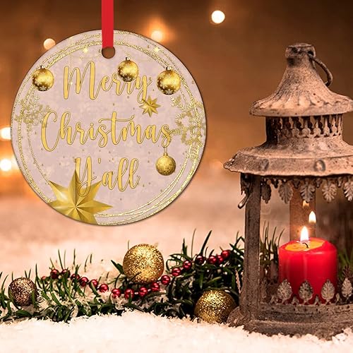 Miniatura 38 de Tree Decoration Ornaments Merry Christmas Y'all Ceramic Ornament Xmas Keepsake Gold Snowflake Ball Wreath Christmas Decor Welcome Winter Xmas