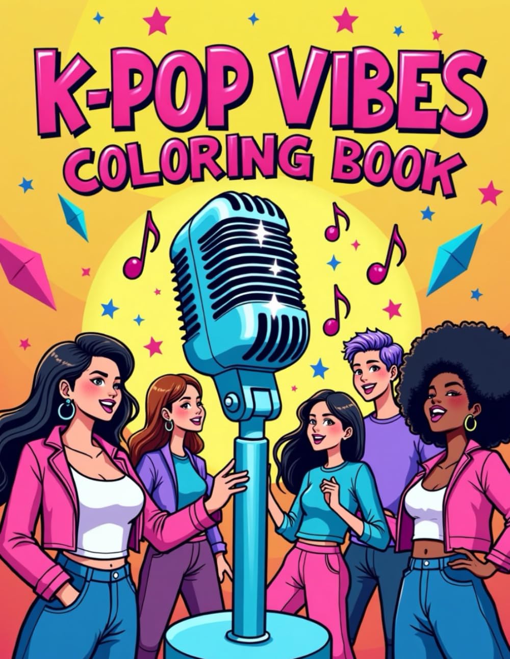 K-Pop Vibes Coloring Book: Bold & Easy Cute Aesthetic Coloring Pages for Teens, Kids, and K-Pop Fans