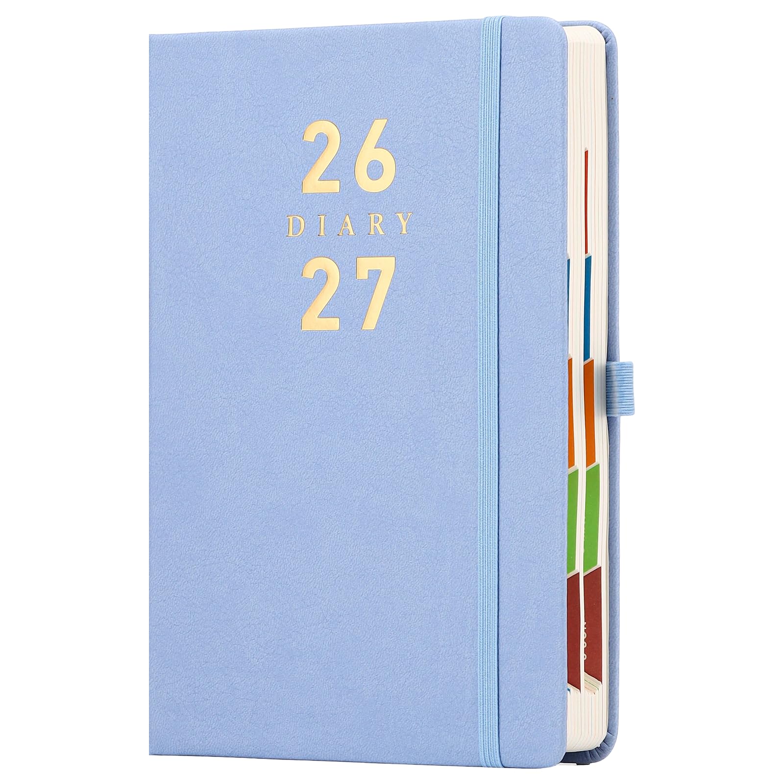 Mljtoyo 2026 2027 Diary A5 Page a Day,Daily Planner 2026 27 Appointment from Jul 2026 to Jun 2027,Organiser Hardcover with Color Tabs,Pen Holder,Inner pocket,400 Ivory Thick Pages (BLUE, A5)