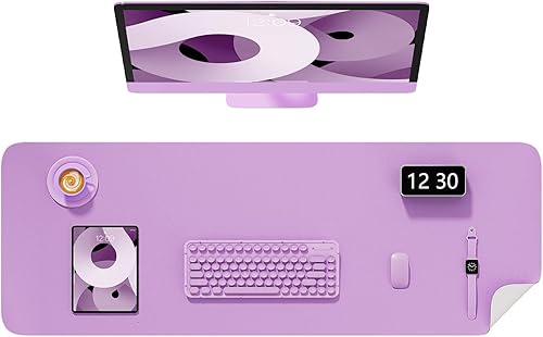 Miniatura 46 de Alfombrilla de escritorio, 60 x 35 cm, de piel sintética, antideslizante, alfombrilla grande para mouse para escritorio, impermeable, almohadilla de