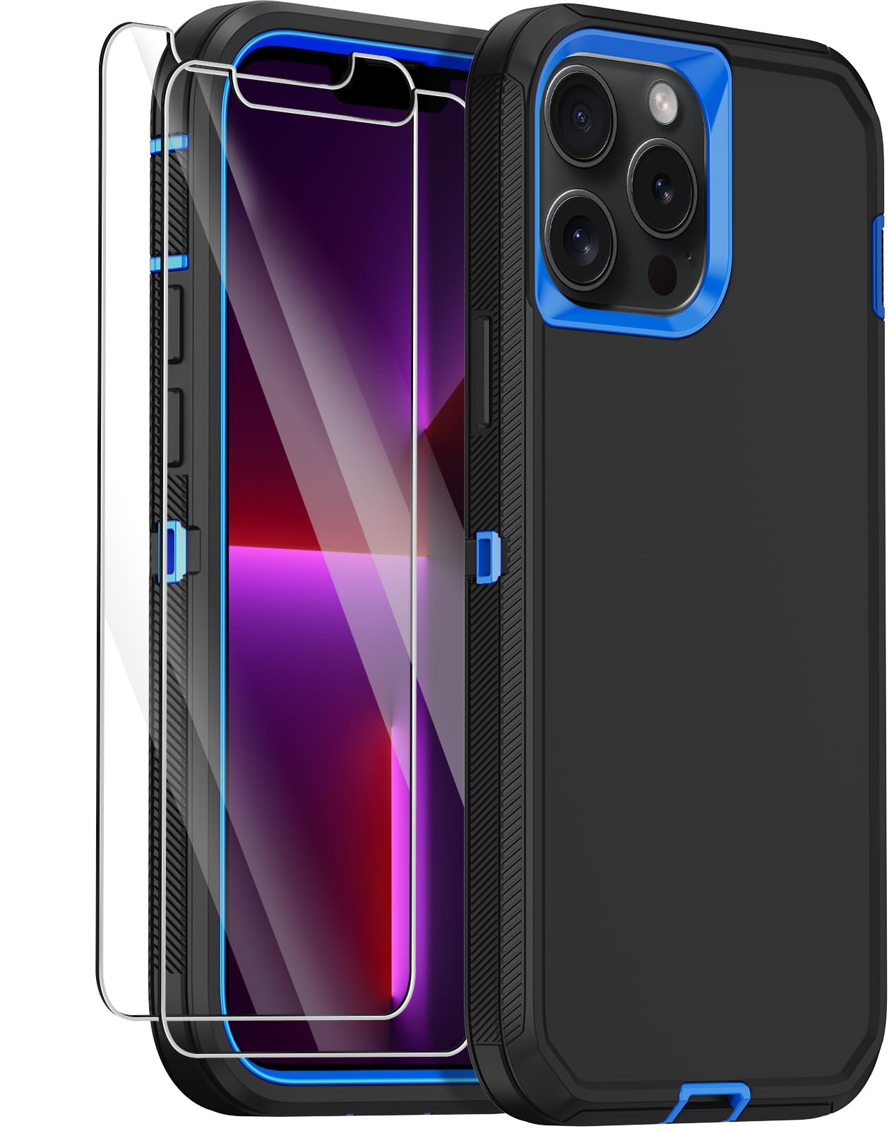 Annymall for iPhone 13 Pro Max Case with 2 Screen Protector,Shockproof Drop Protection Full Body Heavy Duty 3 Layer Military Rugged Durable Phone