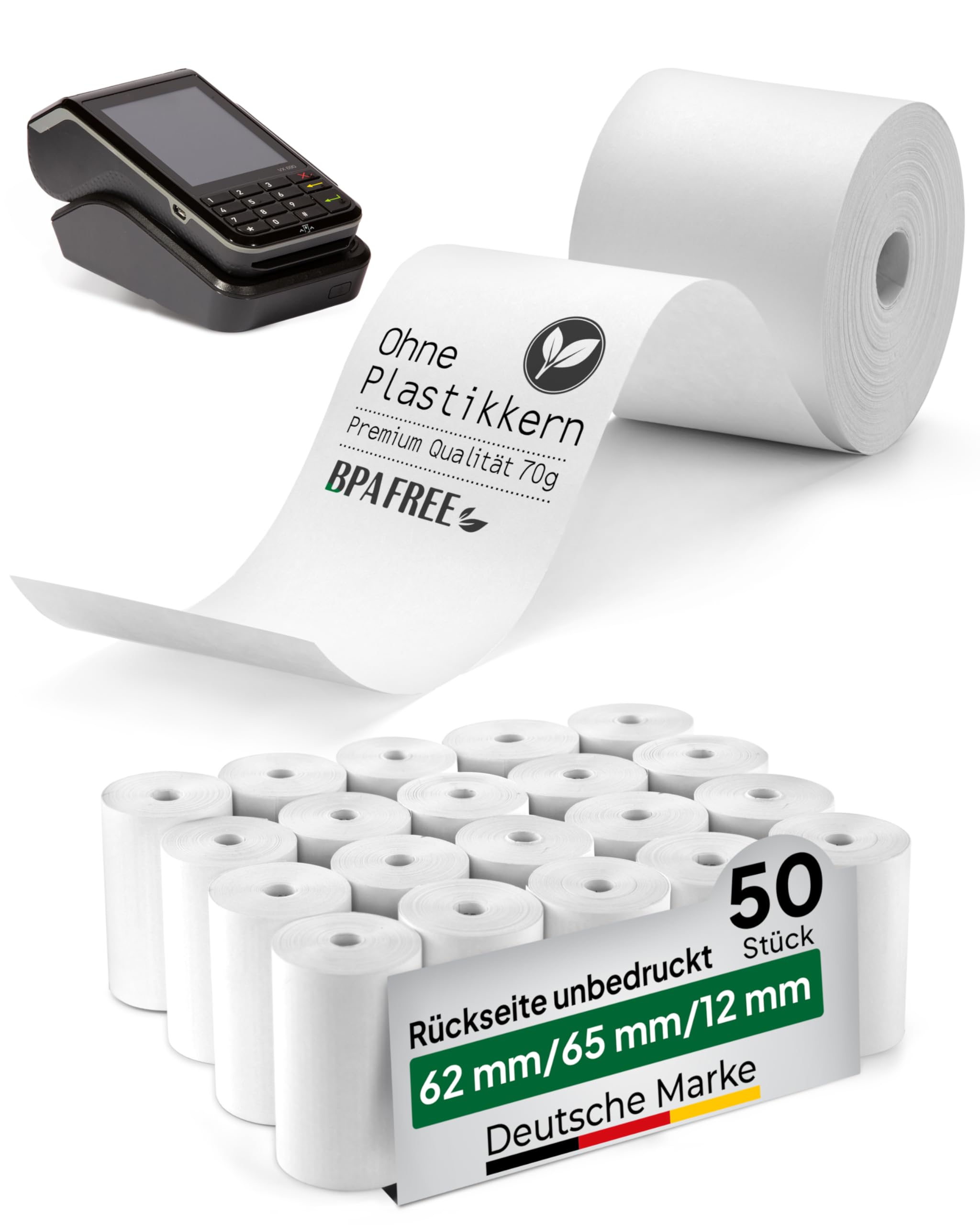 Rotoli Carta Termica Per POS - 57x30mm, 20 Rotoli Senza BPA, Compatibili Con SumUp, Zettle, Ingenico - Foto 2