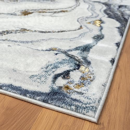 Miniatura 4 de LUXE WEAVERS Francesca Collection 2190 - Alfombra abstracta de mármol azul 8x10