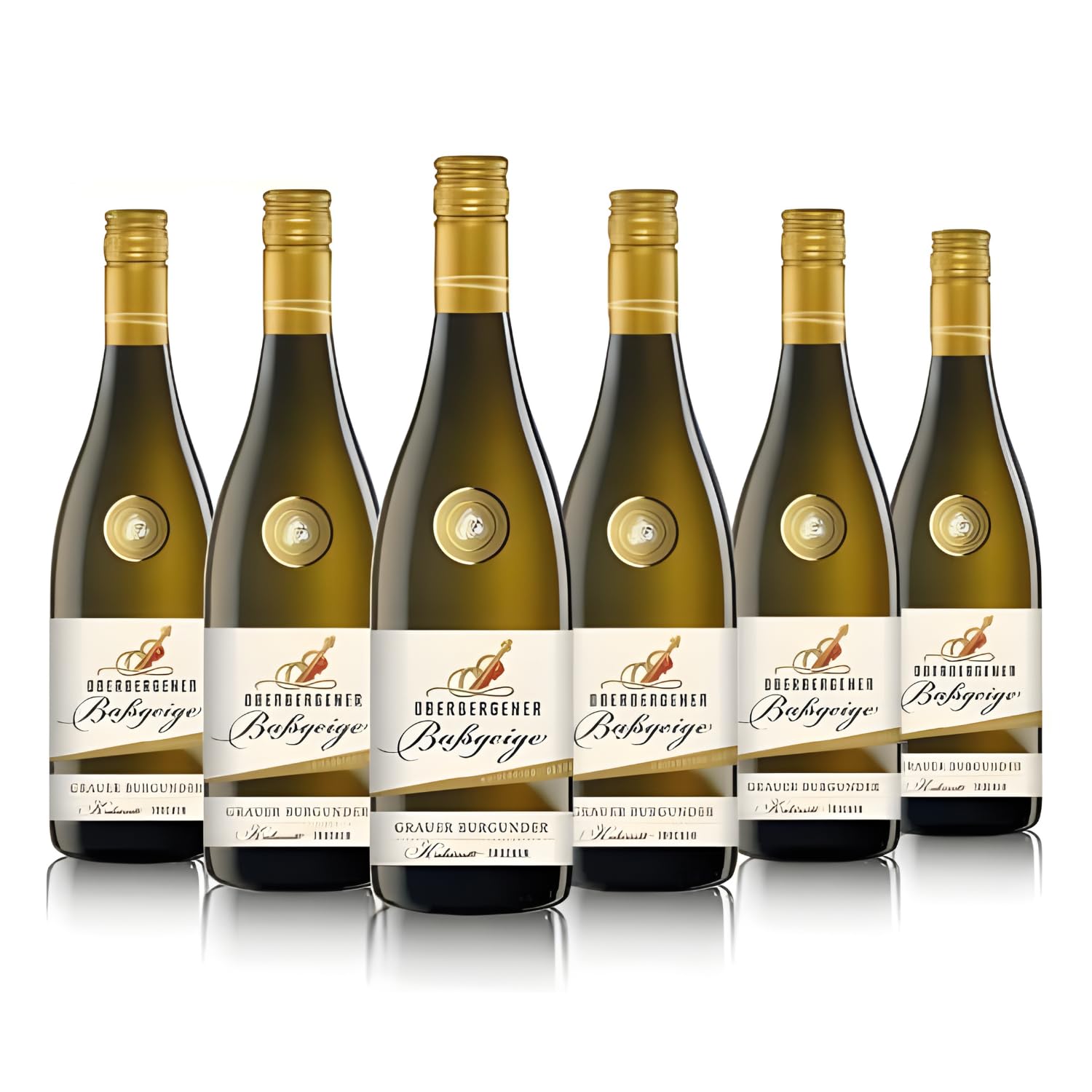 Oberbergener Baßgeige Grauer Burgunder 6 x 0,75 L Kabinett trocken - 12,0% vol. – Qualitätswein hellgelb mit goldenem Schimmer – trockener Weißwein mit Citrus- & Grapefruitnoten