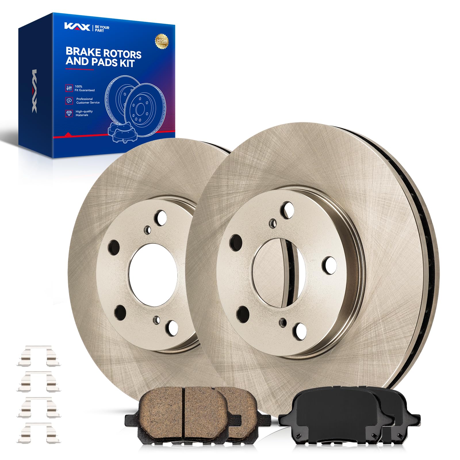 KAX Front Brake Kit, OE Brake Rotors and Ceramic Brake Pads | Fits Toyota Avalon 1998-2004, Toyota Camry 1997-2001, Lexus ES300 1997-2001, Toyota Solara 1999-2003, Automotive Replacement Brake Kit