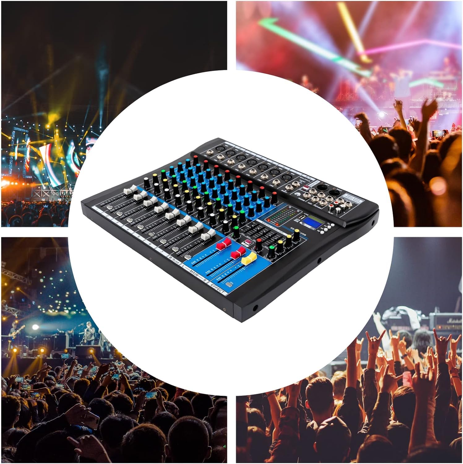 Professionelle 8 Kanal Sound Audio Mixer Bluetooth USB DJ Live Studio Mischpult Verstärker, mit LCD-Anzeige, für Heim-KTV, Aufnahmestudios