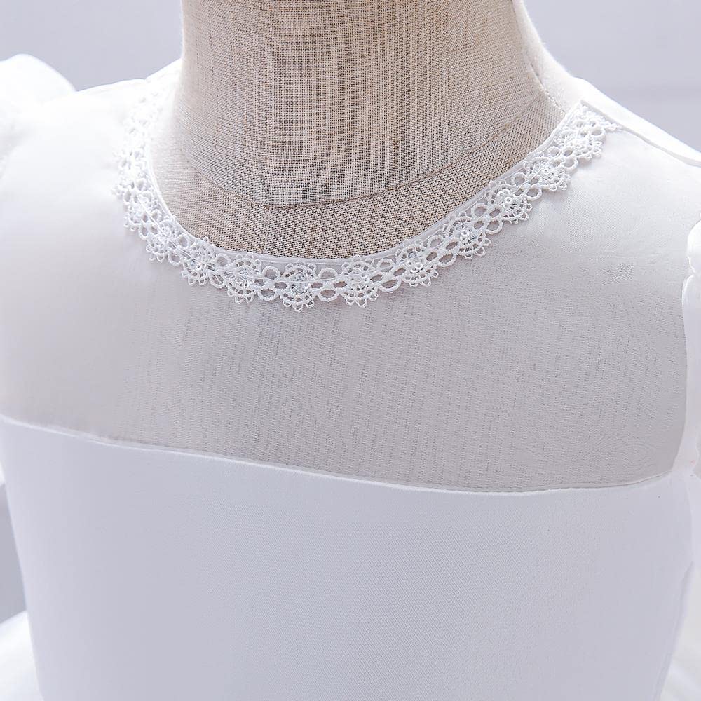 Lito Angels Vestito Damigella Abito da Festa Cerimonia Elegante per Bimba e Bambina, Bianco