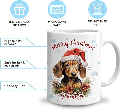 Vista 95 de Hyturtle Regalos personalizados para amantes de las ardillas, con sombrero de Papá Noel, taza de café de cerámica con nombre personalizado, taza