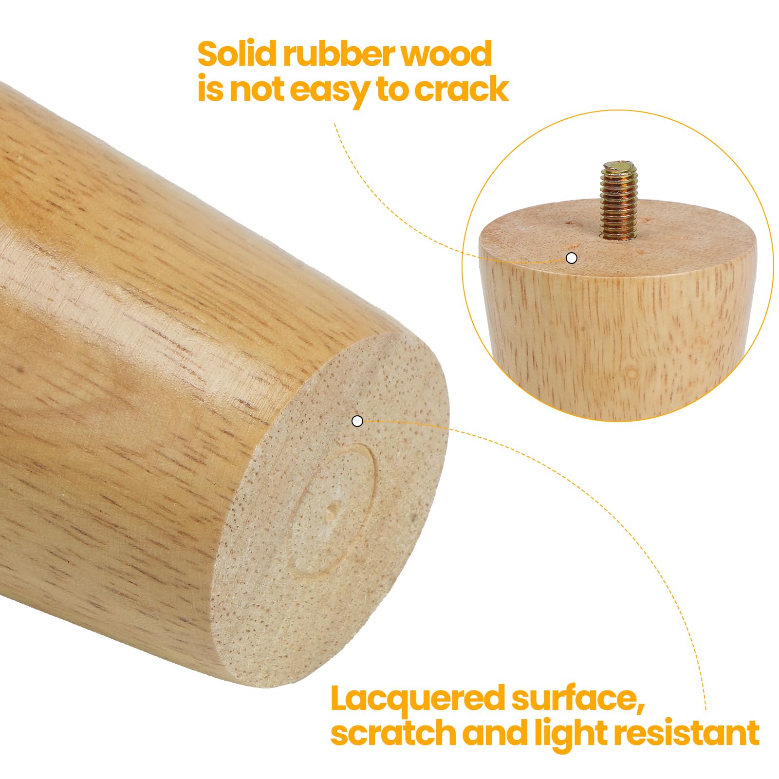 4 Pezzi Gambe per Mobili Legno 30CM Piedini per Mobili Ricambio Parti di Mobili in legno Gambe per Cabinet Divano Letto Tavolo con Piastra di Montaggio, Pad Antiscivolo e Viti