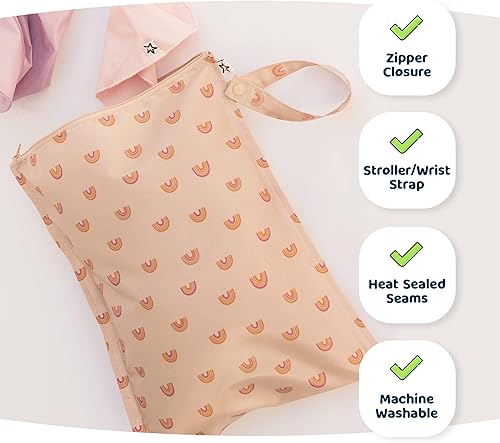 Miniatura 5 de Tiny Twinkle Mess-proof Wet Bags 2 Pack Waterproof and Washable Bag for Travel storage, Stroller, Daycare, Baby Diapers, Yoga, Beach, Pool, Wet