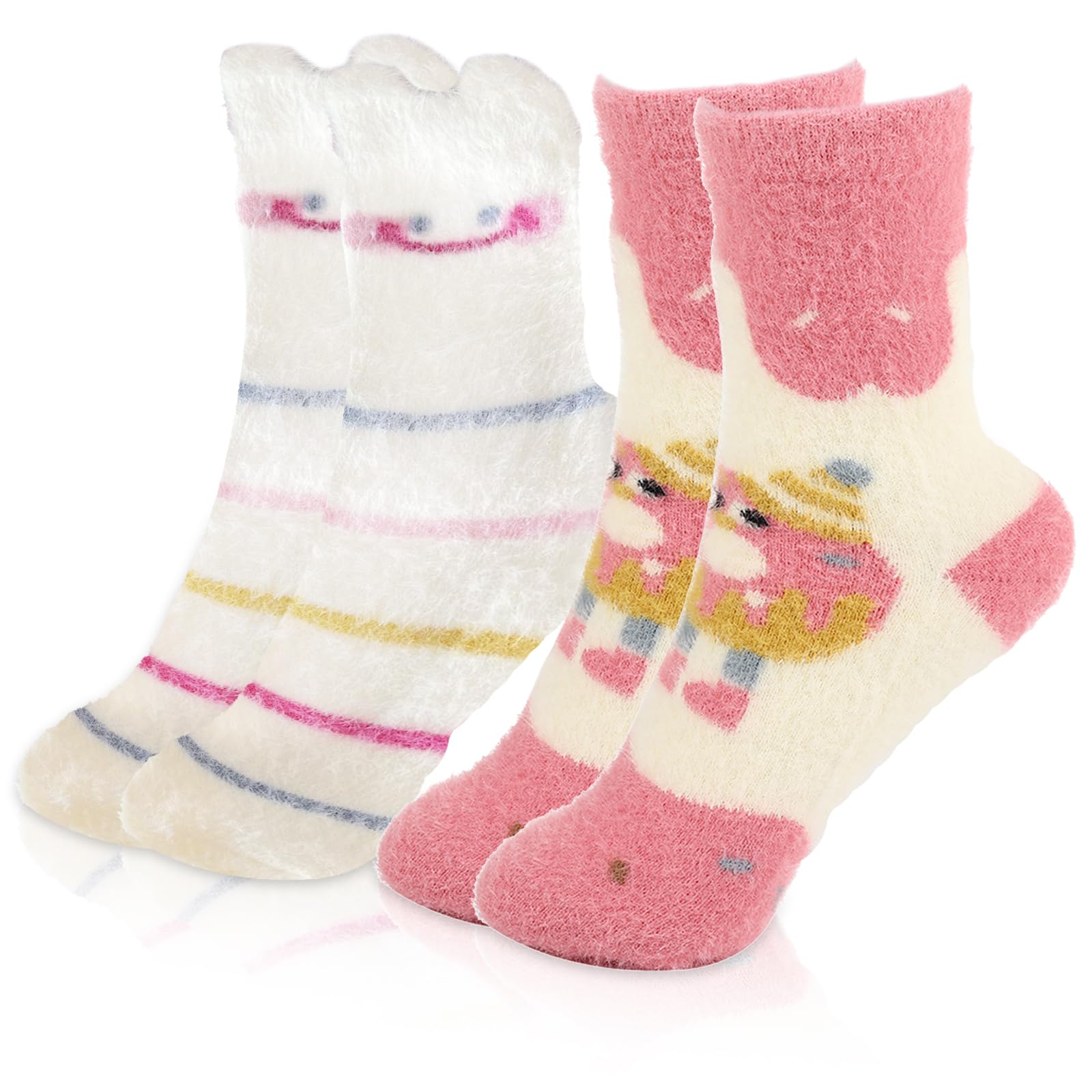 2 Paires De Chaussettes Femmes Motif Vache - Pelucheuses, Chaudes, Taille Unique 35-43, Idéales Cadeau Noël Ou Hiver