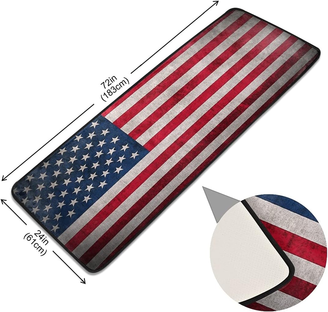 ALAZA American USA Flag Vintage Pattern Runner Rug Non Slip Hallway Entry Carpet Kitchen Rug for Home Dining Living Room Bedroom 72" X 24",Machine Washable
