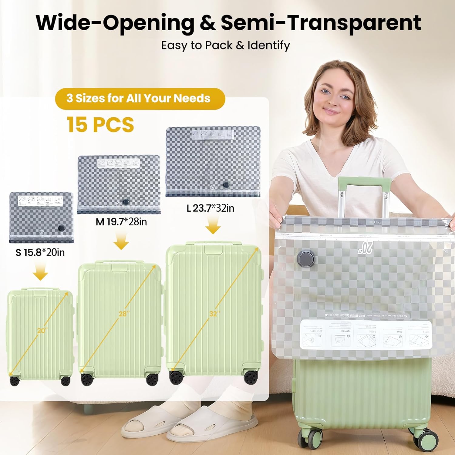 Vacuum Bags for Travel with Rechargeable Digital Display air Pump,15 PCS Combo Travel Size Vacuum Seal Bags for Luggage and Suitcase,Space Saver for Clothes,Home Storage - Image 8