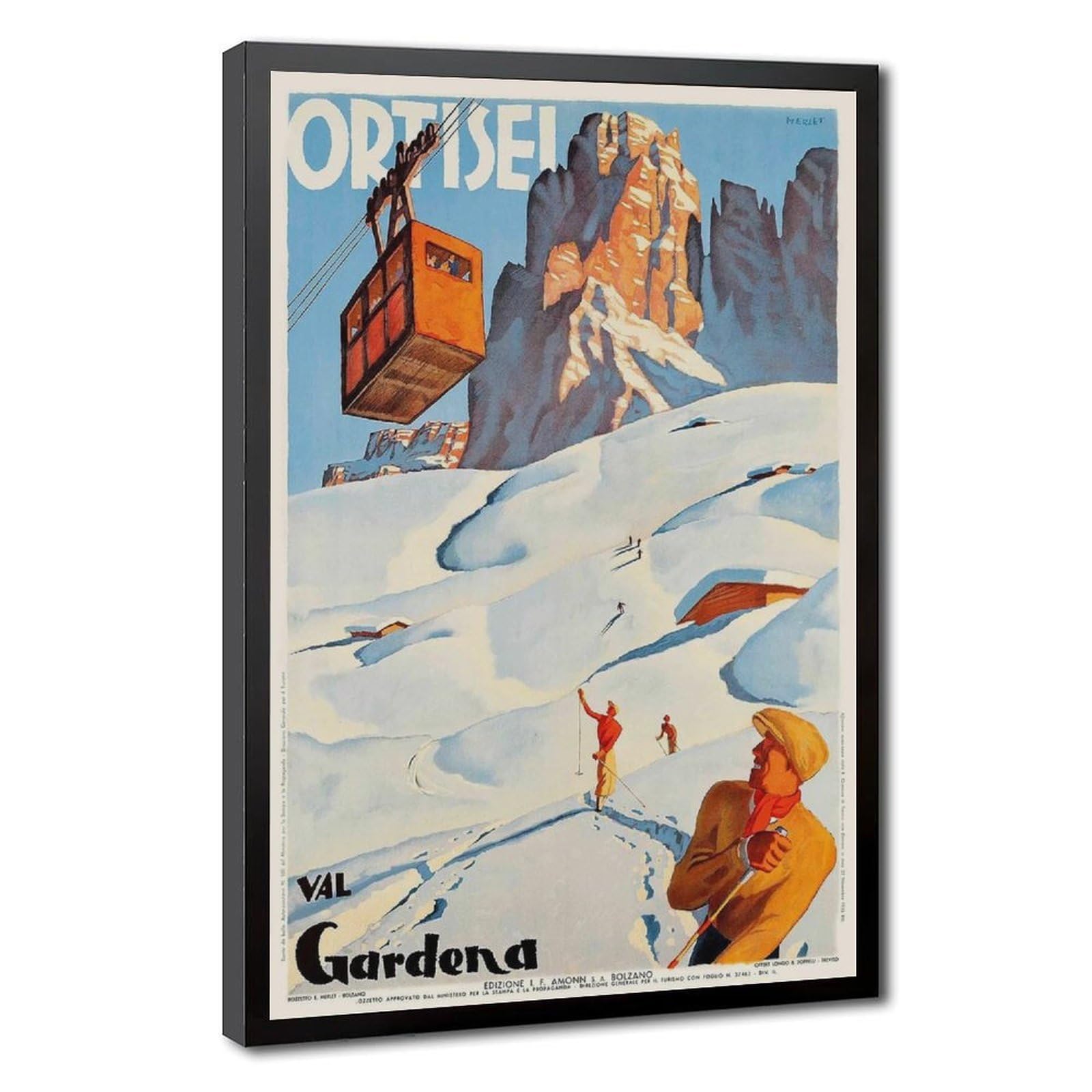 Bareronor Ortisei Val Gardena Italy Vintage Canvas Poster Wall Art Decor Print Picture Paintings for Living Room Bedroom Decoration 12" L X 18" W
