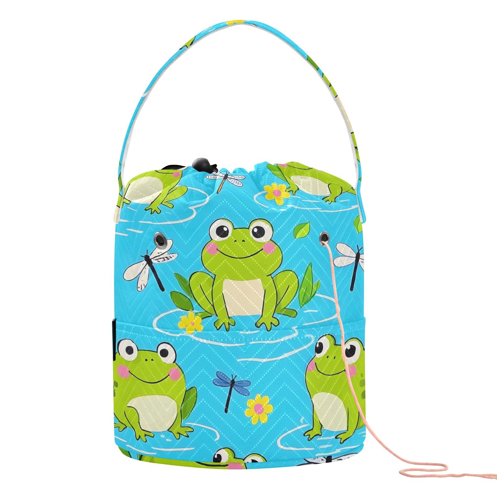 Yarn Storage Bag Small Crochet Bag Knitting Bag Organizer Frog Dragonfly Yarn Bags for Crocheting Basket
