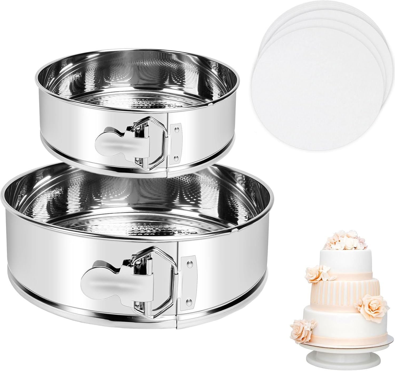 Stainless Steel Springform Pan Set,7" 10" Nonstick