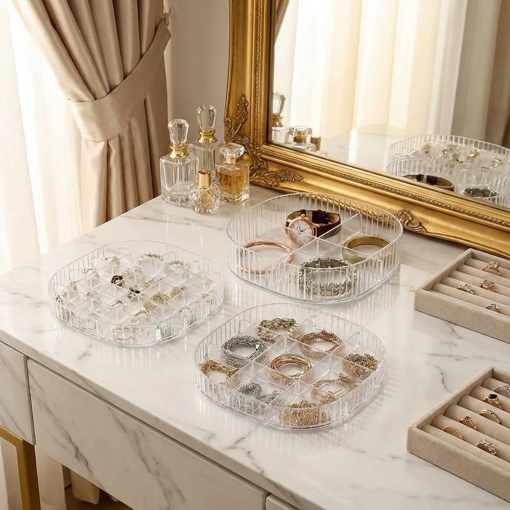 Jewelry Box, 3-Layer Acrylic Jewelry Organizer with Handle, Clear Jewelry Boxes for Women Girls, Make up Organizer, Jewelry Storage Holder (Green) - Image 4