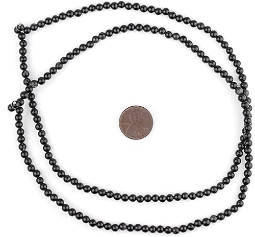 Miniatura 2 de TheBeadChest - Cuentas redondas de obsidiana negra (0.157 in) piedra preciosa orgánica redonda esférica de energía curativa cristal para hacer