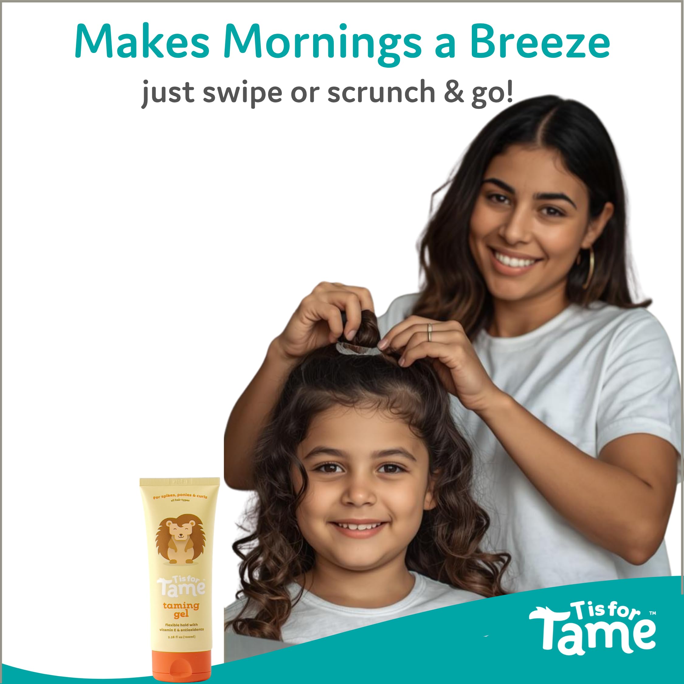 T is for Tame - Dziecięcy żel do stylizacji włosów, All-Natural Alcohol-Free Hair Gel dla dzieci i maluchów, 2023 data uruchomienia (3,38 Fl Oz Opakowanie 1)